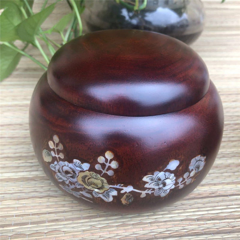 Redwood Go Game Storage Box - Large Vietnamese Rosewood Chess and Tea Canister
