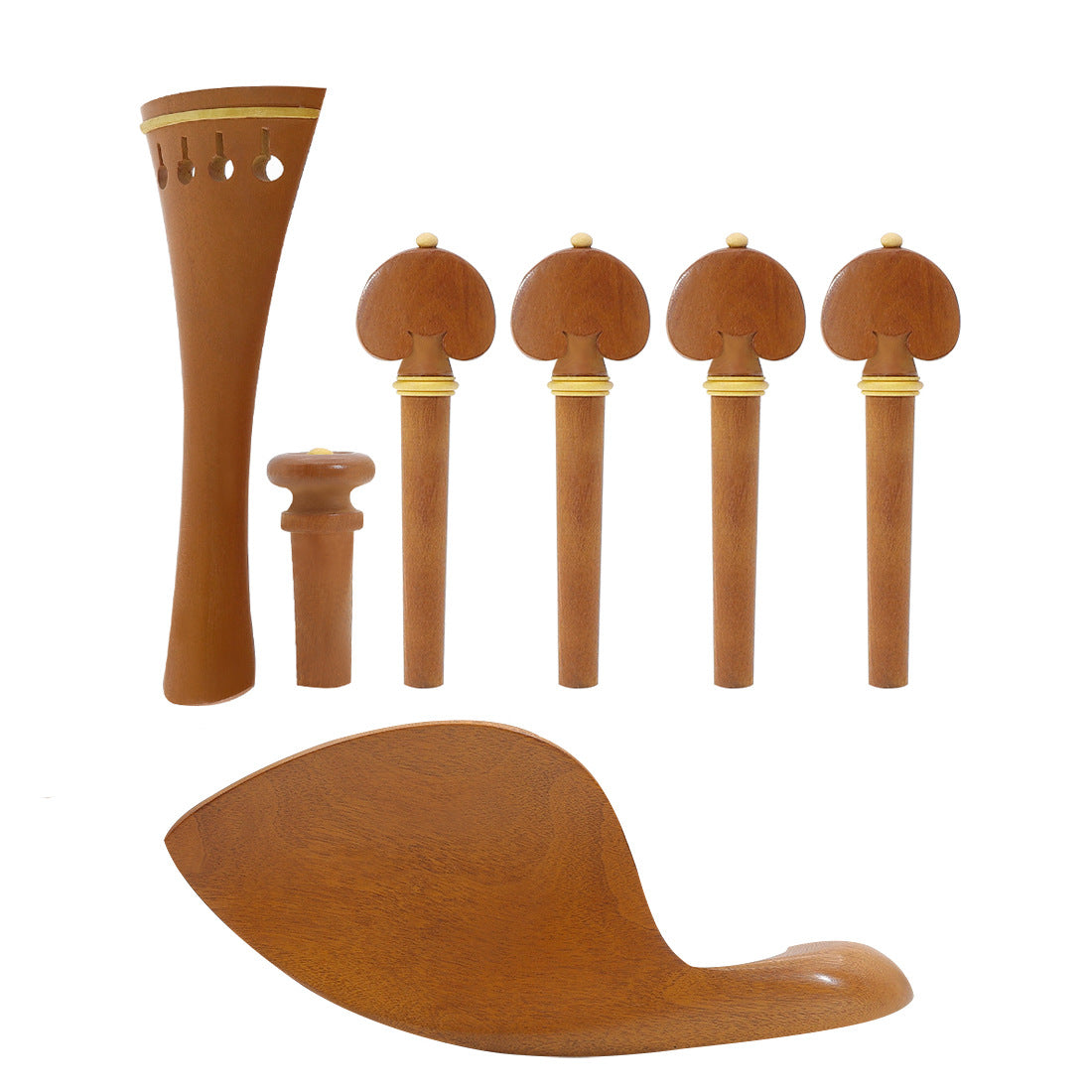 Elegant 4/4 Violin Fittings - Jujube Wood Tailpiece, Pegs, Chin Rest, and Endpin Set
