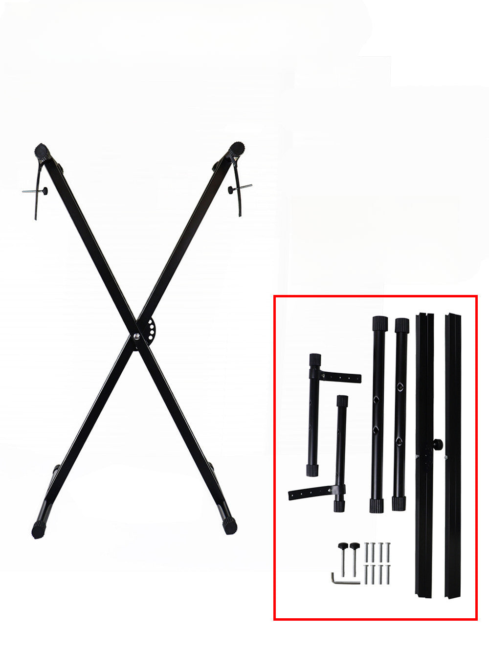 Adjustable Double-Braced Keyboard Stand - Foldable X-Type with 7 Height Settings (31-96cm) & Non-Slip Pads
