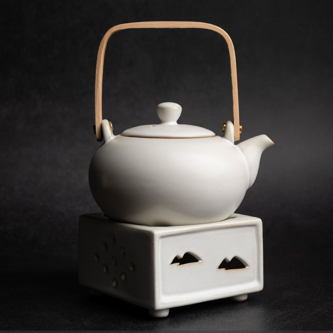 Handcrafted Pewter-Glazed Teapot - Retro Style Gongfu Tea Pot with Lotus Bud Design