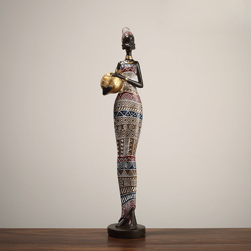 African Art Statue: Graceful Female Sculpture for Home and Office Decoration