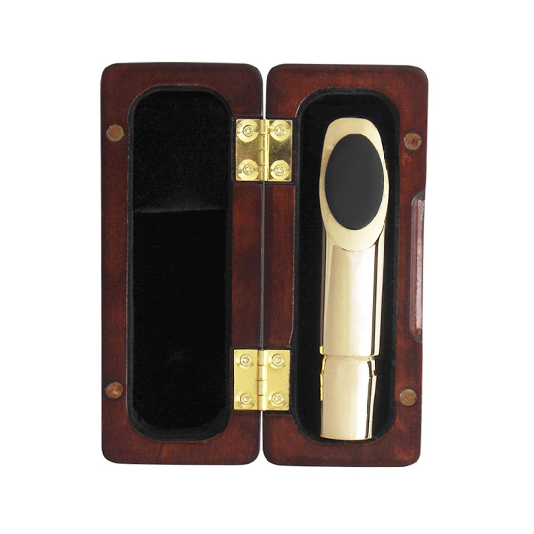 Walnut & Rosewood Saxophone Ligature Case – Vintage Magnetic Closure Box with Anti-Scratch Felt Slots (Red/Walnut) – Durable Woodwind Accessory Organizer