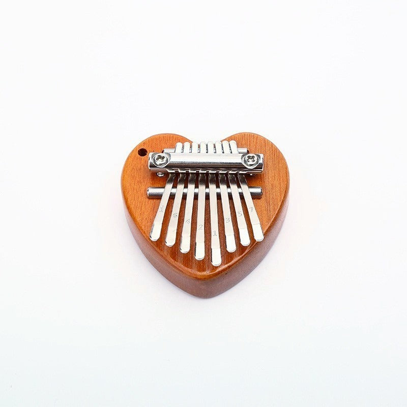 Mini 8-Note Kalimba Thumb Piano - Pocket-Sized Portable Instrument with Strap (Totoro/Heart/Bear/Oval Designs)