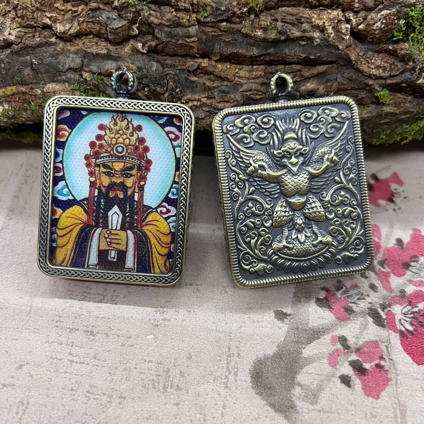 Nepalese Thangka Ghau Box Pendant with Hanging Cord – Handcrafted Sacred Amulet