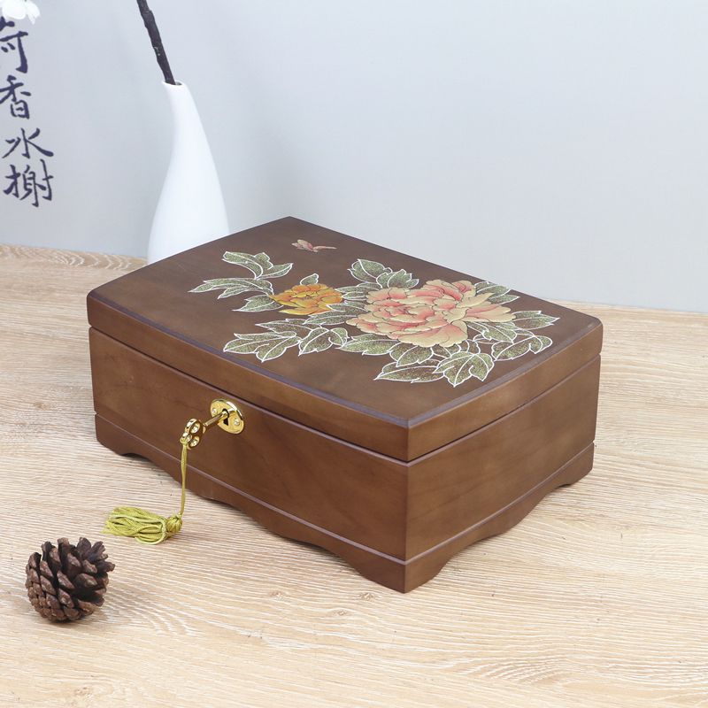 Double-Layer Wooden Jewelry Box – Vintage European Style Jewelry Organizer, Classic Home Storage for Accessories