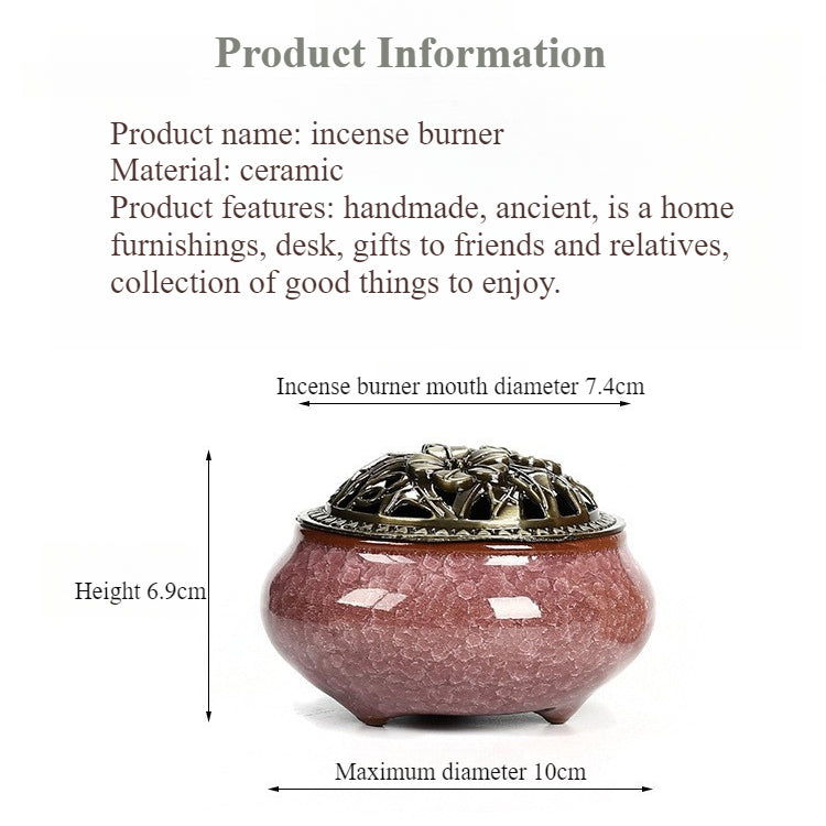 Beautiful Ice-Crack Porcelain Incense Burner with Pottery Plate for Relaxation and Meditation