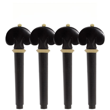 Elegant 4/4 Violin Fittings Set - Ebony with Boxwood Inlay Tailpiece, Pegs, Endpin, and Chin Rest