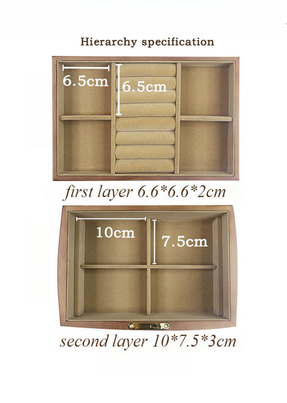 Solid Wood Lockable European Jewelry Box - Vintage Decorative Storage Case