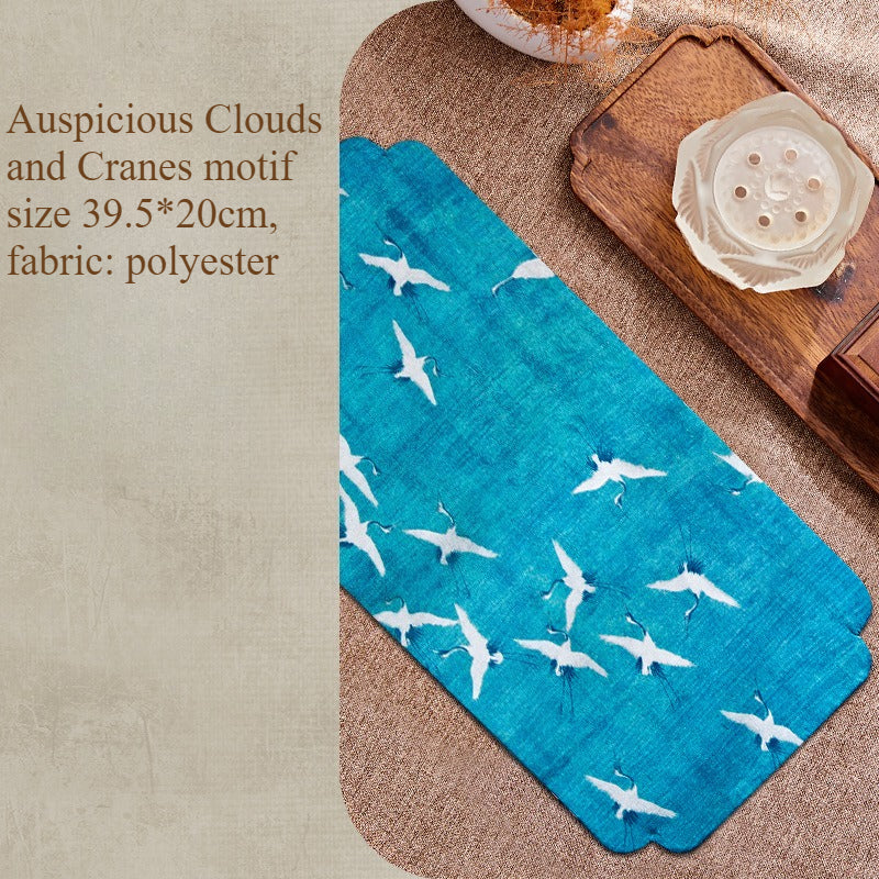 Chinese Style Incense Mat - Cotton Linen Tea Table Mat with Anti-Slip Backing