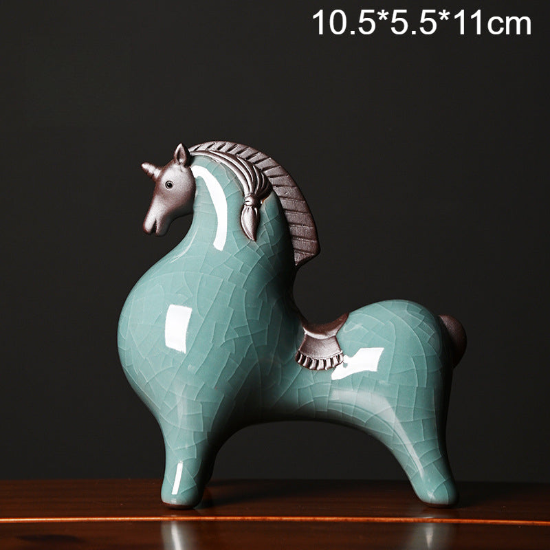 Ceramic Tang Horse Statue - Small Decorative Figurine for Home & Office, Lucky Zodiac Horse Decor