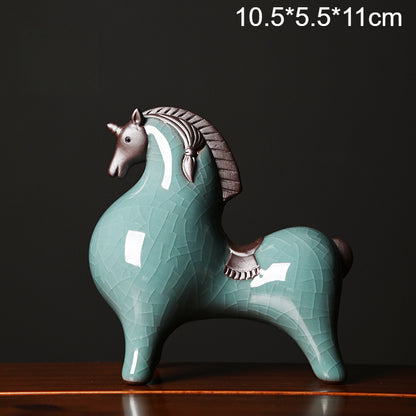 Ceramic Tang Horse Statue - Small Decorative Figurine for Home & Office, Lucky Zodiac Horse Decor