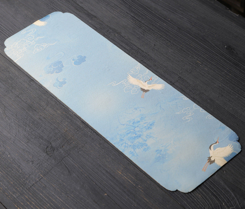Silk Tea Ceremony Mat - Double-Sided Waterproof Tea Tray (45x15cm, Mulberry Silk with Non-Slip Base)