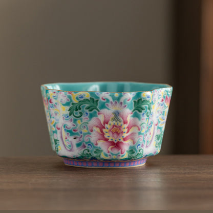 Enamel Glazed Tea Master Cup Set - Handcrafted Gongfu Tea Ceremony Cups with Gift Box (Sunflower & Round Rim Styles)