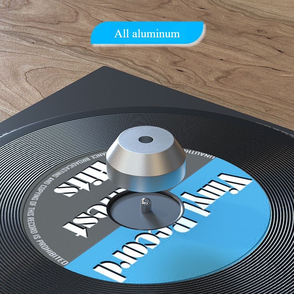 7-Inch Vinyl Record Adapter - Silver/Black Aluminum Stabilizer for 45 RPM Records
