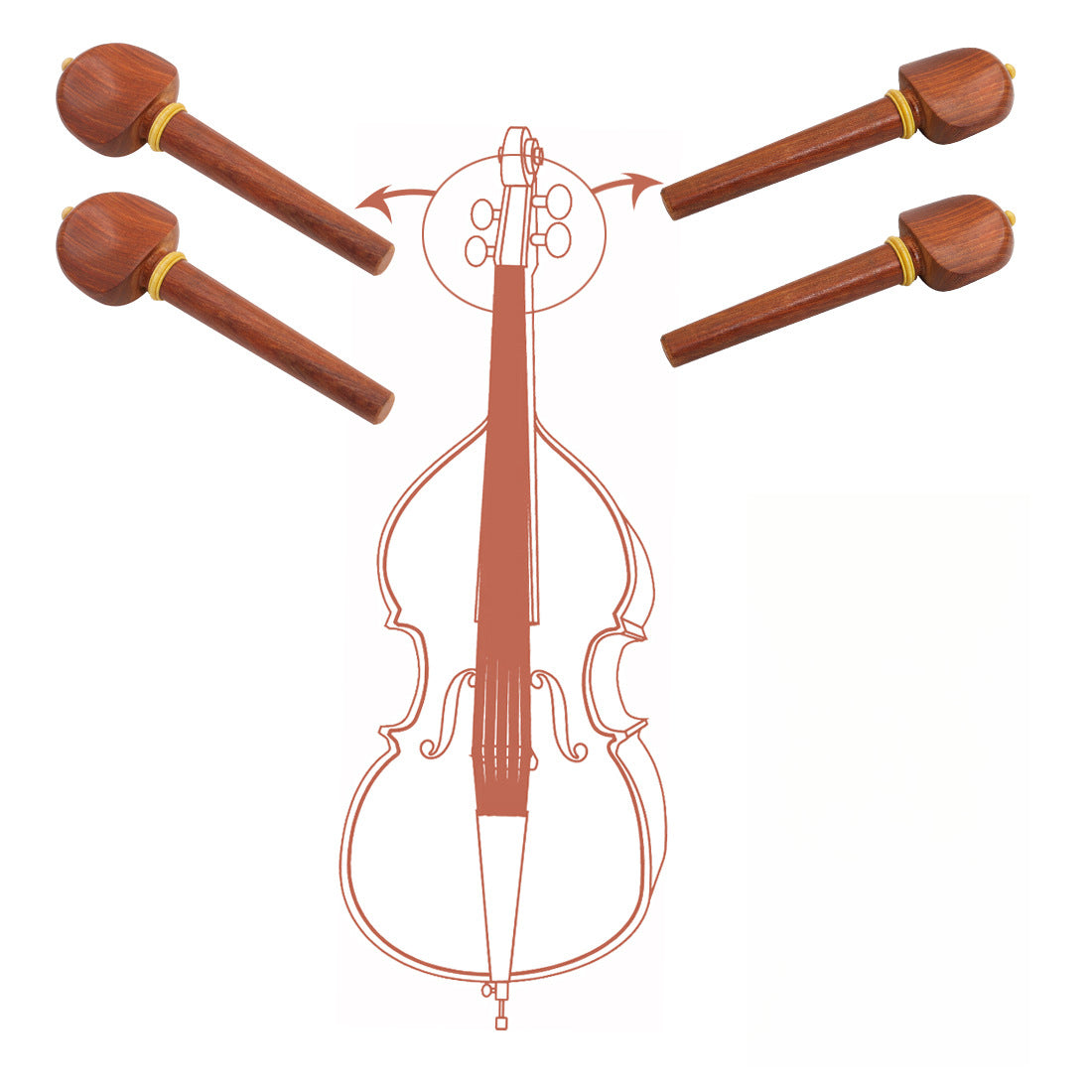 Premium Rosewood Cello Pegs with Boxwood Inlay - Set of 4, Durable and Decorative Cello Accessories