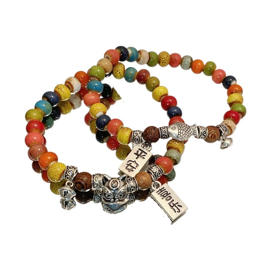 Auspicious Glass Couple's Bracelet - Traditional Ethnic Beaded Jewelry
