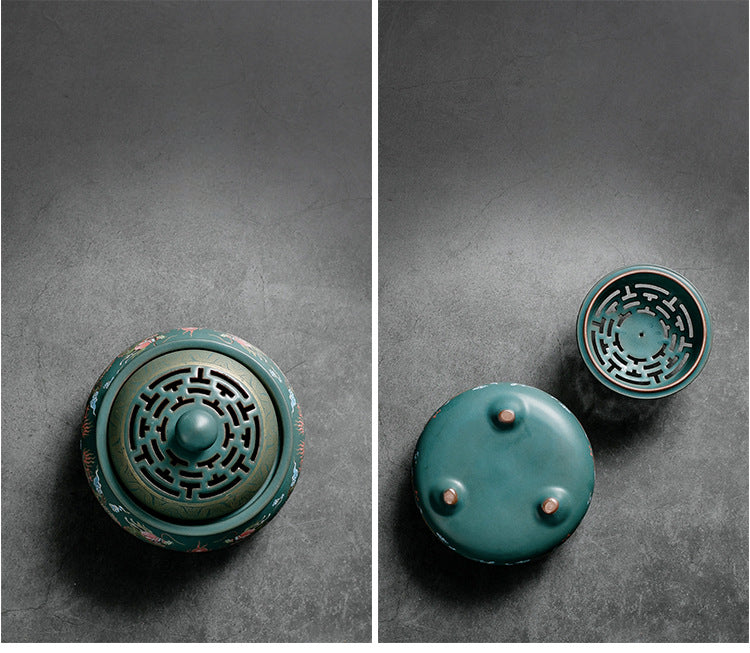Elegant Blue Enamel Incense Burner - Add Beauty and Serenity to Space