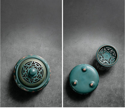 Elegant Blue Enamel Incense Burner - Add Beauty and Serenity to Space