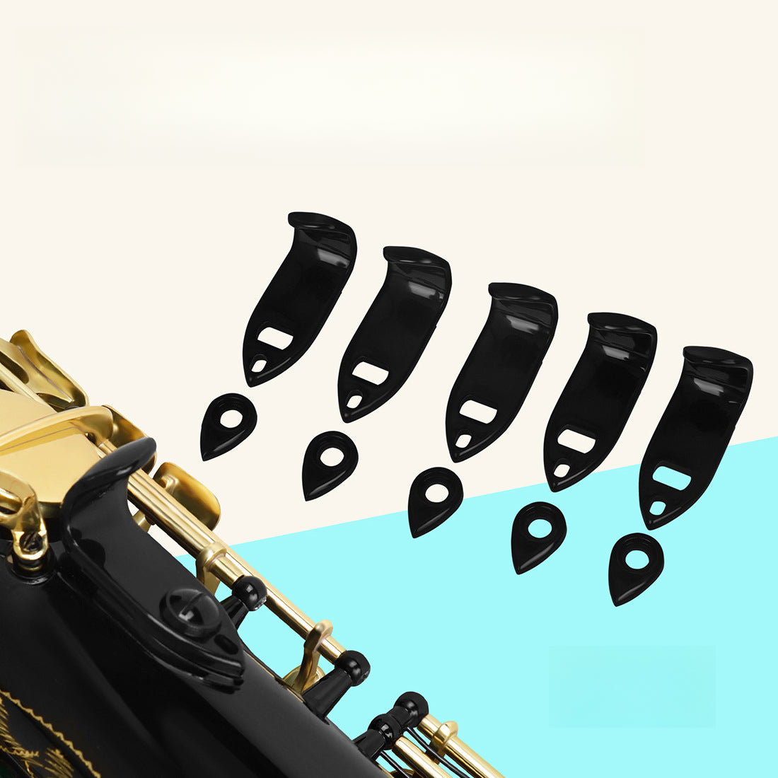 ABS Saxophone Thumb Rest 5-Pack – Ergonomic Black Thumb Hooks for Saxophone, Universal Fit (Durable ABS Accessories)