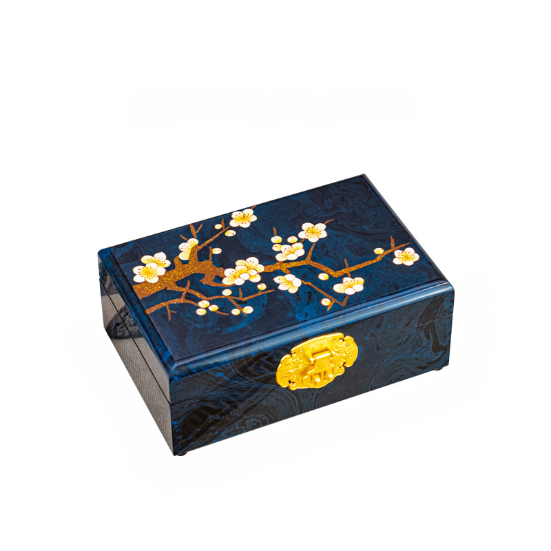 Artisan Lacquer Jewelry Box - Handcrafted Chinese Heritage Piece in Solid Wood, Vintage Floral Storage Case