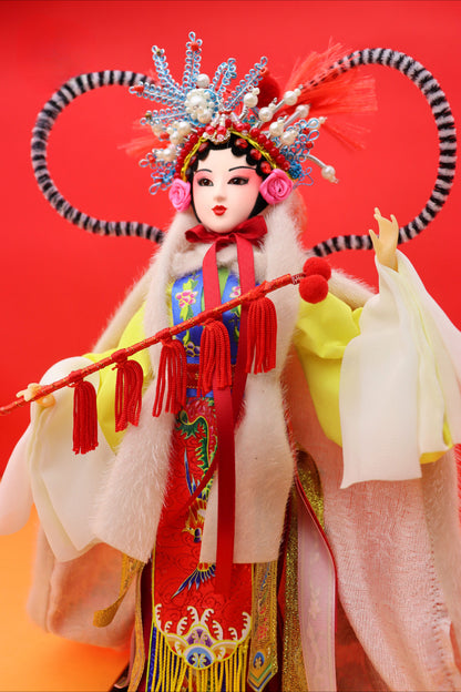 Beijing Opera Face Mask Doll – Handcrafted Silk Figurine, Traditional Chinese Art