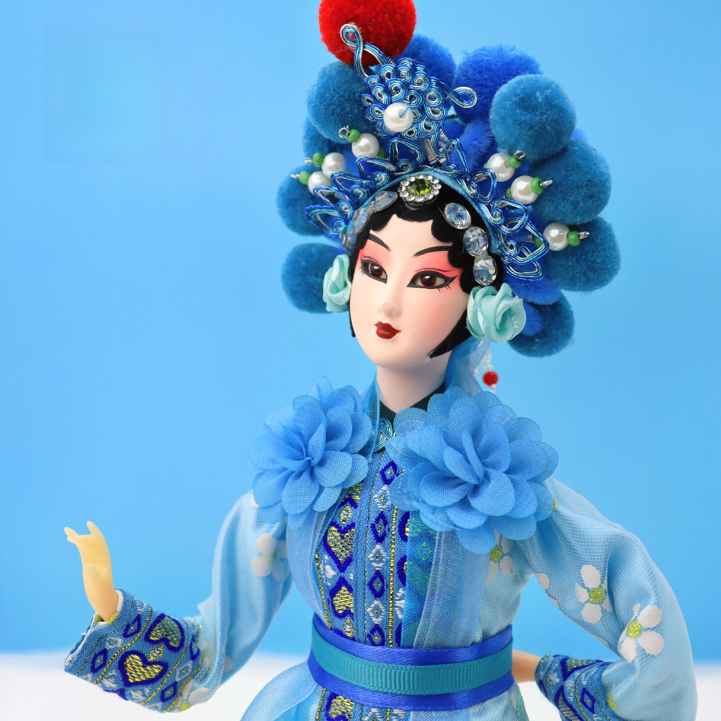 Beijing Opera Face Mask Doll – Handcrafted Silk Figurine, Traditional Chinese Art
