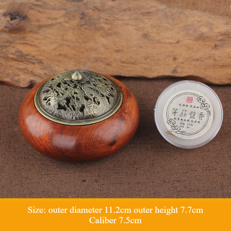 Elegant Rosewood Incense Burner - Handcrafted Red Wood Tray for Home & Indoor Aromatherapy