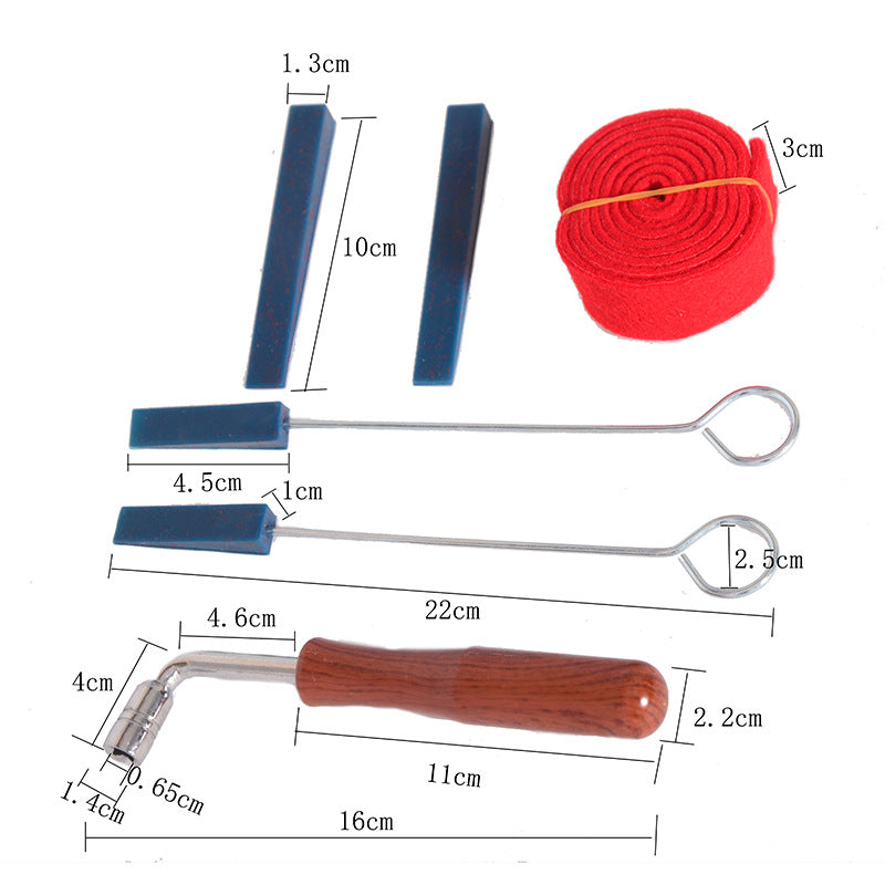 Piano Tuning Tool Set (6-Piece) - Rubber/Metal/Plastic Maintenance Kit with Wrench & Mutes