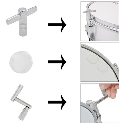 Drum Kit Accessories 3-Piece Set - Snare Drum Mute Pads (6pcs), Drum Key, and Z-Shaped Wrench