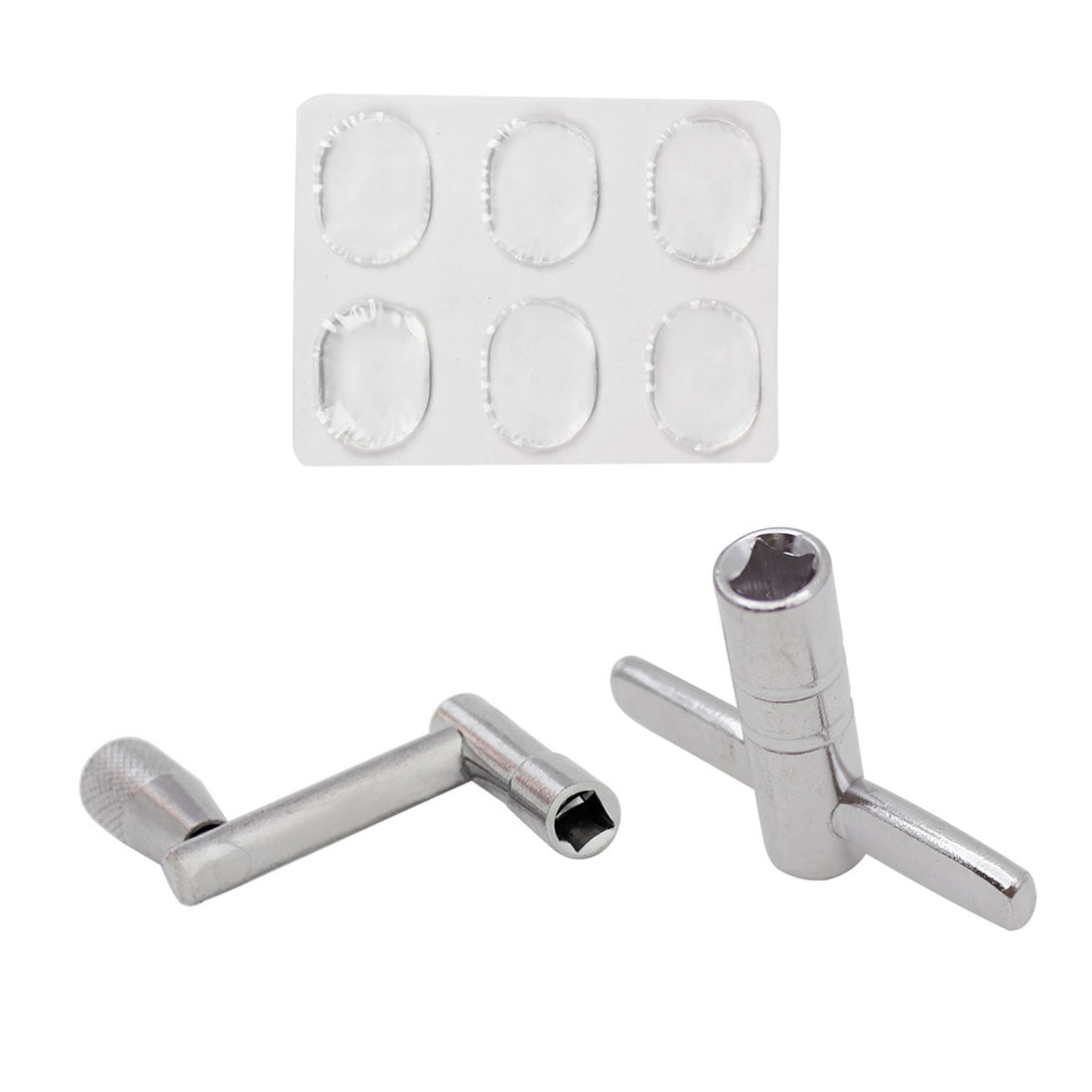 Drum Kit Accessories 3-Piece Set - Snare Drum Mute Pads (6pcs), Drum Key, and Z-Shaped Wrench