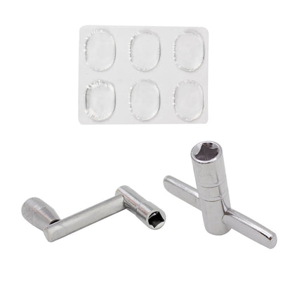 Drum Kit Accessories 3-Piece Set - Snare Drum Mute Pads (6pcs), Drum Key, and Z-Shaped Wrench