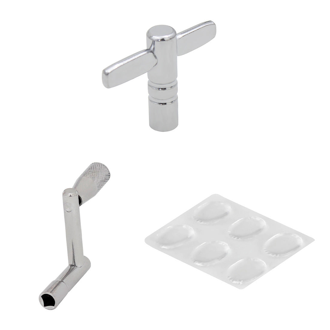 Drum Kit Accessories 3-Piece Set - Snare Drum Mute Pads (6pcs), Drum Key, and Z-Shaped Wrench