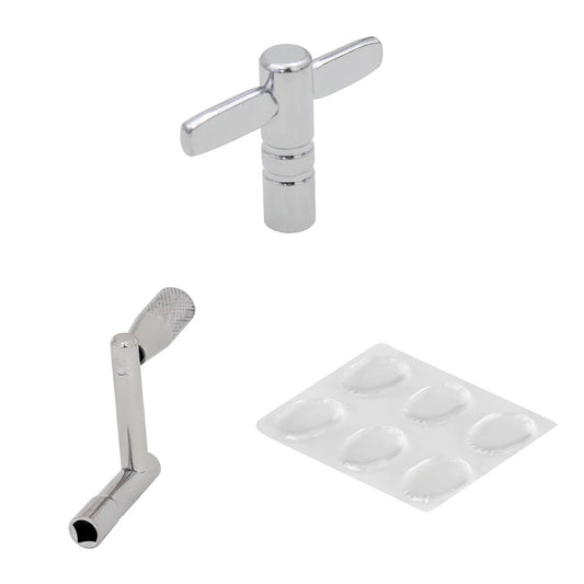 Drum Kit Accessories 3-Piece Set - Snare Drum Mute Pads (6pcs), Drum Key, and Z-Shaped Wrench