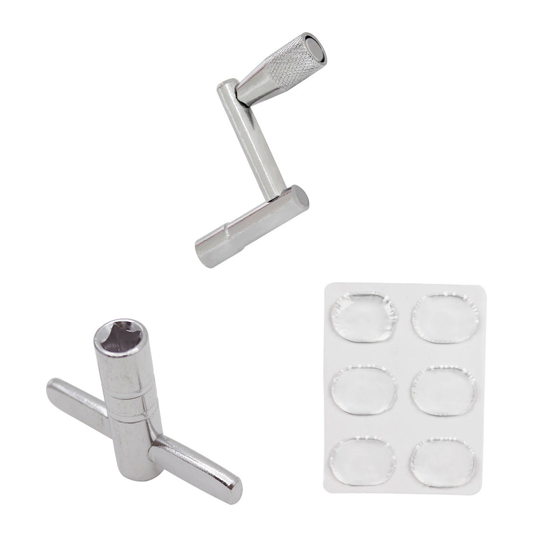 Drum Kit Accessories 3-Piece Set - Snare Drum Mute Pads (6pcs), Drum Key, and Z-Shaped Wrench
