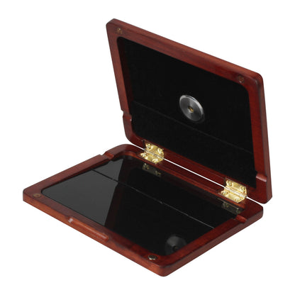 Premium Wooden Saxophone & Clarinet Reed Case with Hygrometer - Holds 5 Reeds, Magnetic Closure (Natural Wood & Amber, 2 Colors)