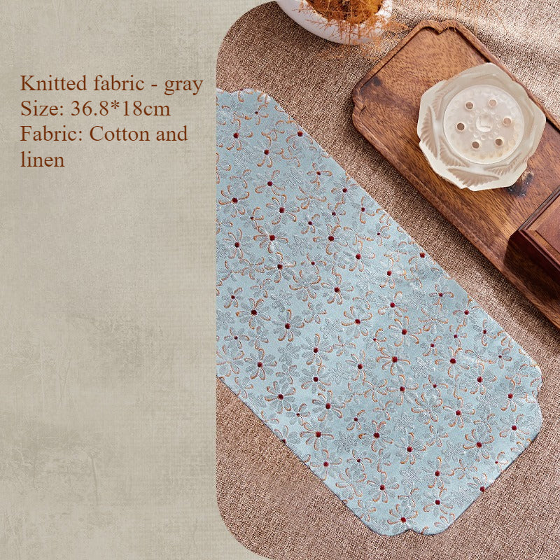 Chinese Style Incense Mat - Cotton Linen Tea Table Mat with Anti-Slip Backing