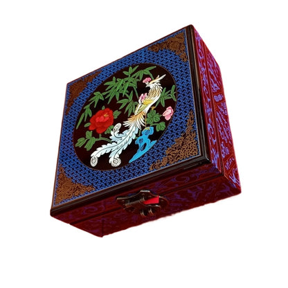 Jewelry Box | Wooden Make | Two-Layer Velvet Interior | Mirror Lid | Lacquer Finish | Handmade Chinese Art | Valentine’s & Mother’s Day Gift
