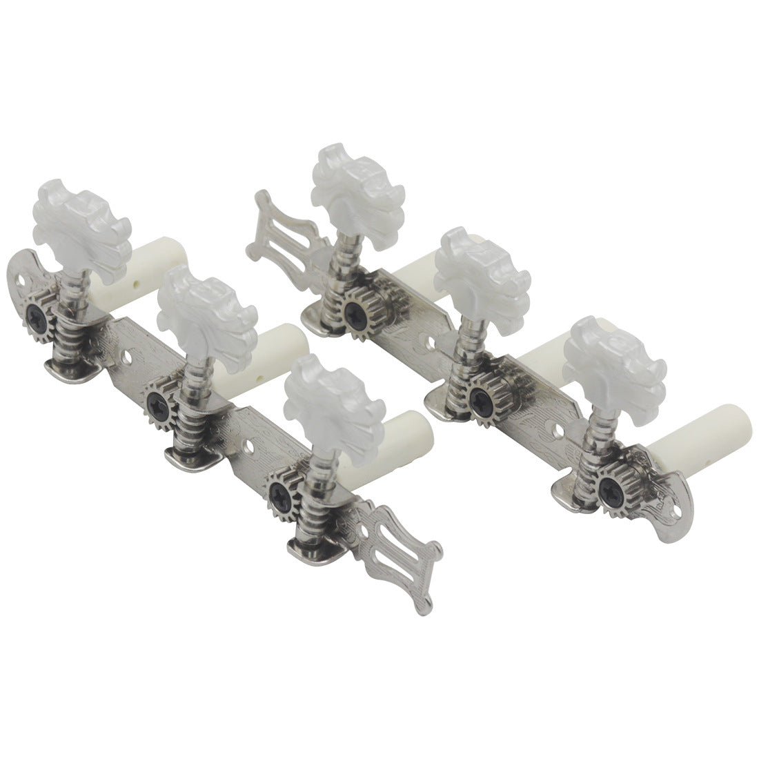 Silver Floral Guitar Tuning Pegs - Classical and Folk Guitar Machine Heads with Elegant Design