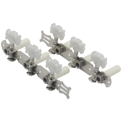 Silver Floral Guitar Tuning Pegs - Classical and Folk Guitar Machine Heads with Elegant Design
