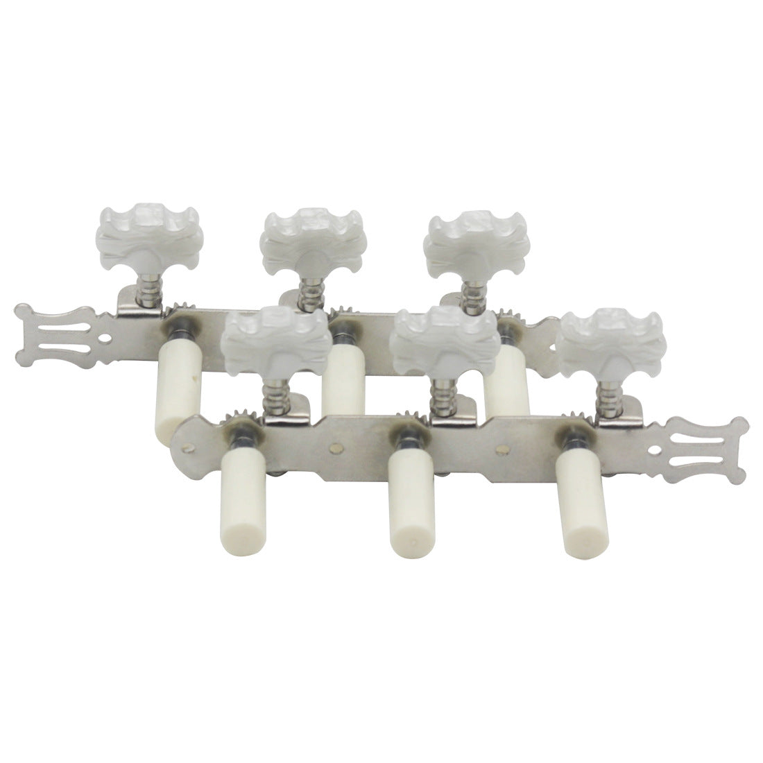 Silver Floral Guitar Tuning Pegs - Classical and Folk Guitar Machine Heads with Elegant Design