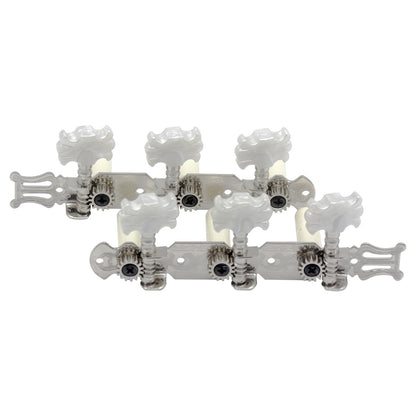 Silver Floral Guitar Tuning Pegs - Classical and Folk Guitar Machine Heads with Elegant Design