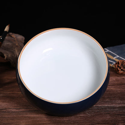 Large Blue-and-White Ceramic Multi-Use Bowl - Hand-Painted Under Glaze Design for Ashtray/Tea Wash/Cup Cleaning (Jingdezhen Porcelain)