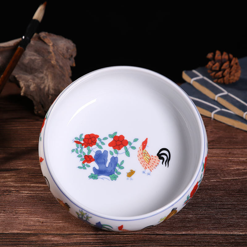 Large Blue-and-White Ceramic Multi-Use Bowl - Hand-Painted Under Glaze Design for Ashtray/Tea Wash/Cup Cleaning (Jingdezhen Porcelain)