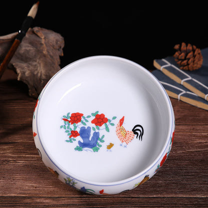 Large Blue-and-White Ceramic Multi-Use Bowl - Hand-Painted Under Glaze Design for Ashtray/Tea Wash/Cup Cleaning (Jingdezhen Porcelain)