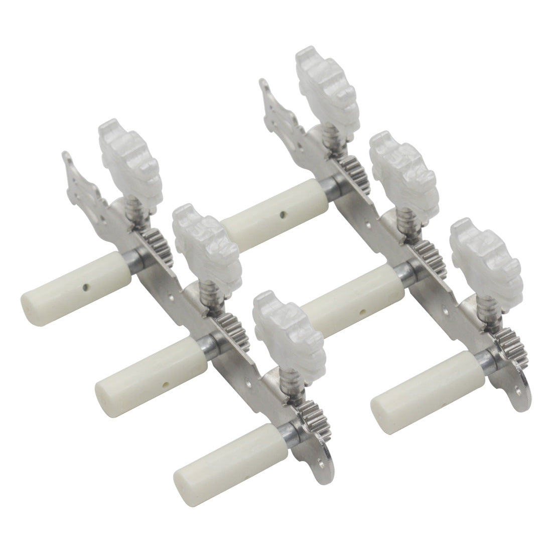 Silver Floral Guitar Tuning Pegs - Classical and Folk Guitar Machine Heads with Elegant Design