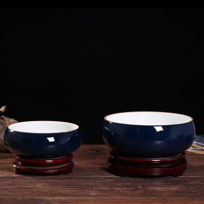 Large Blue-and-White Ceramic Multi-Use Bowl - Hand-Painted Under Glaze Design for Ashtray/Tea Wash/Cup Cleaning (Jingdezhen Porcelain)