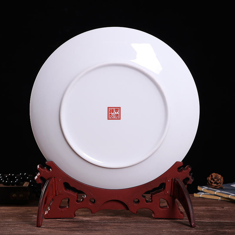 Jingdezhen Blue & White Porcelain Plates - Hand-Painted Chinese Decor (25cm Diameter, 16 Classic Designs, 1000g)
