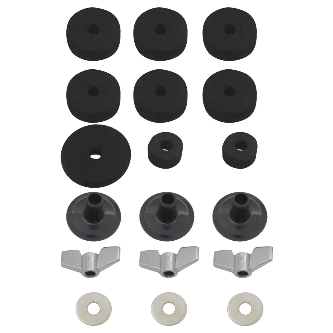 DS-18 Drum Accessories 18-Piece Set - Cymbal Felt, Knob Screws, Washers, Sleeves for Percussion Instruments
