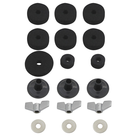 DS-18 Drum Accessories 18-Piece Set - Cymbal Felt, Knob Screws, Washers, Sleeves for Percussion Instruments