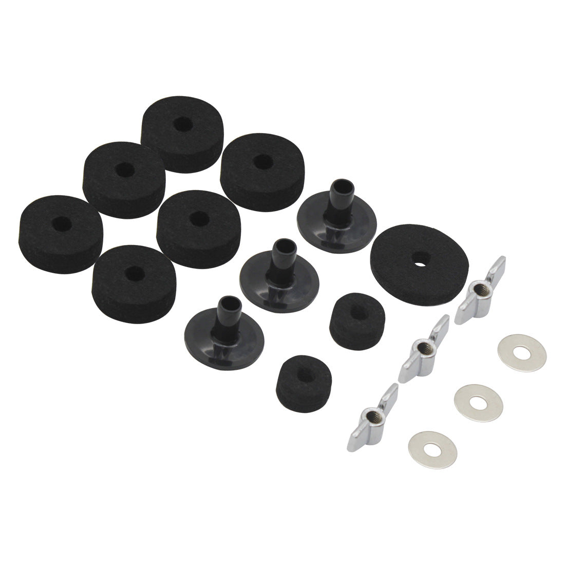 DS-18 Drum Accessories 18-Piece Set - Cymbal Felt, Knob Screws, Washers, Sleeves for Percussion Instruments